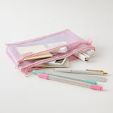 Midori Mesh Pen Pouch - Stripe Purple