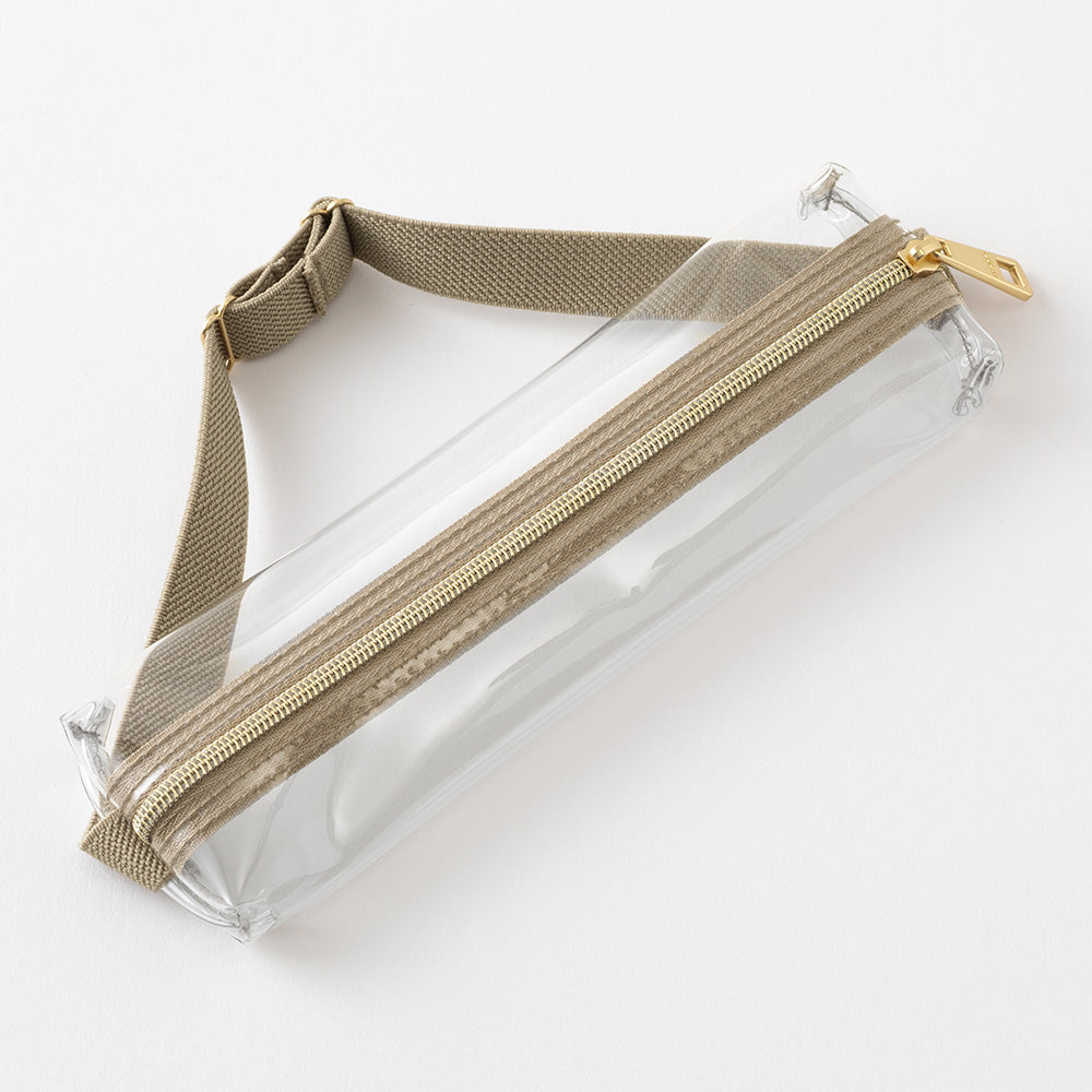 Midori Book Band Pen Case B6-A5 - Clear x Beige