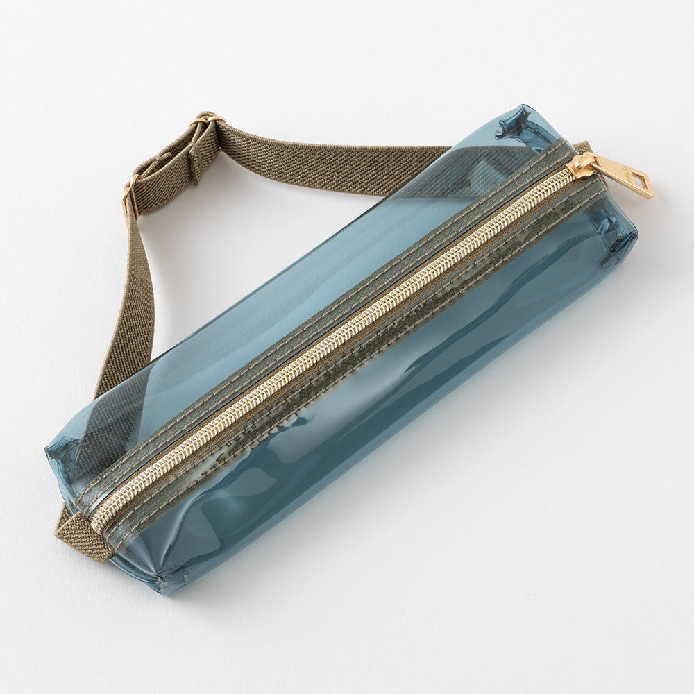 Midori Book Band Pen Case B6-A5 - Navy Clear x Khaki