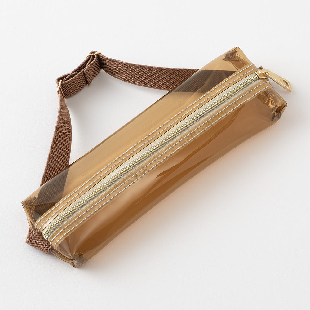 Midori Book Band Pen Case B6-A5 - Brown Clear x Brown