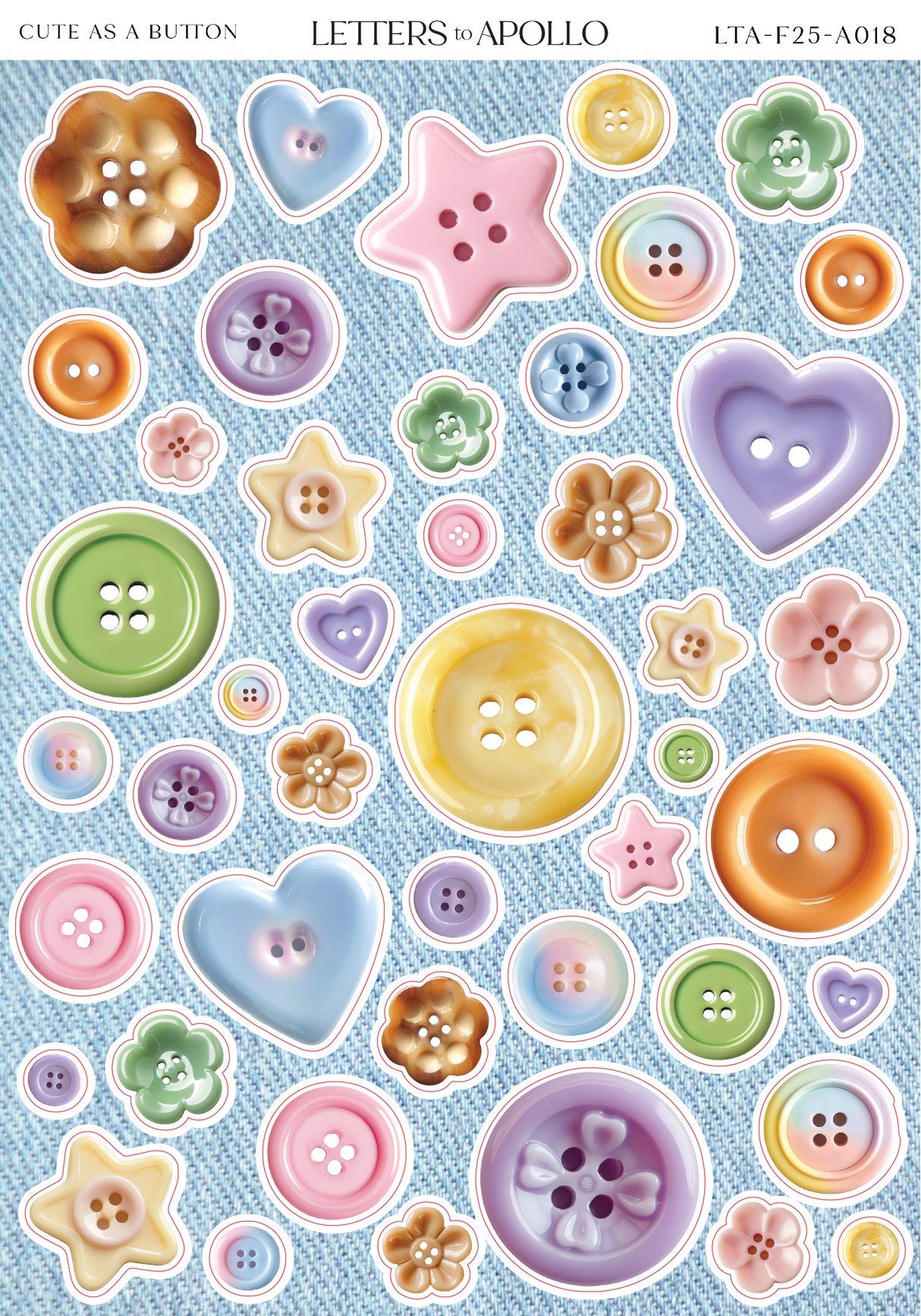 Letters to Apollo - Cute as a Button Sticker Sheet