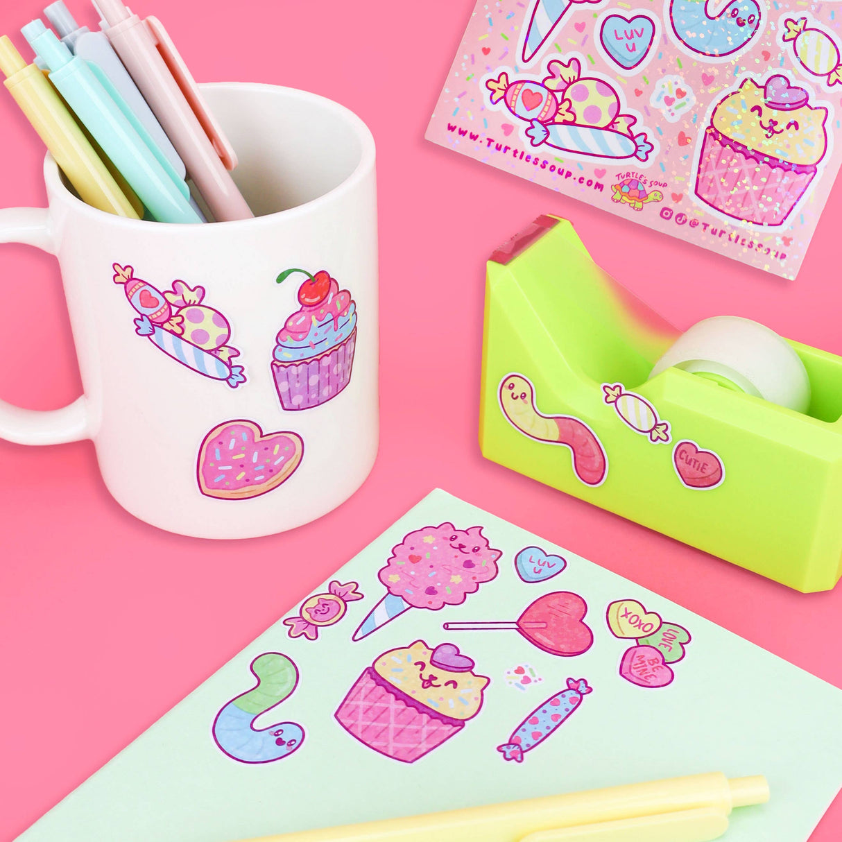Sweet Treats Cute Candy Ice Cream Art Vinyl Sticker Sheet