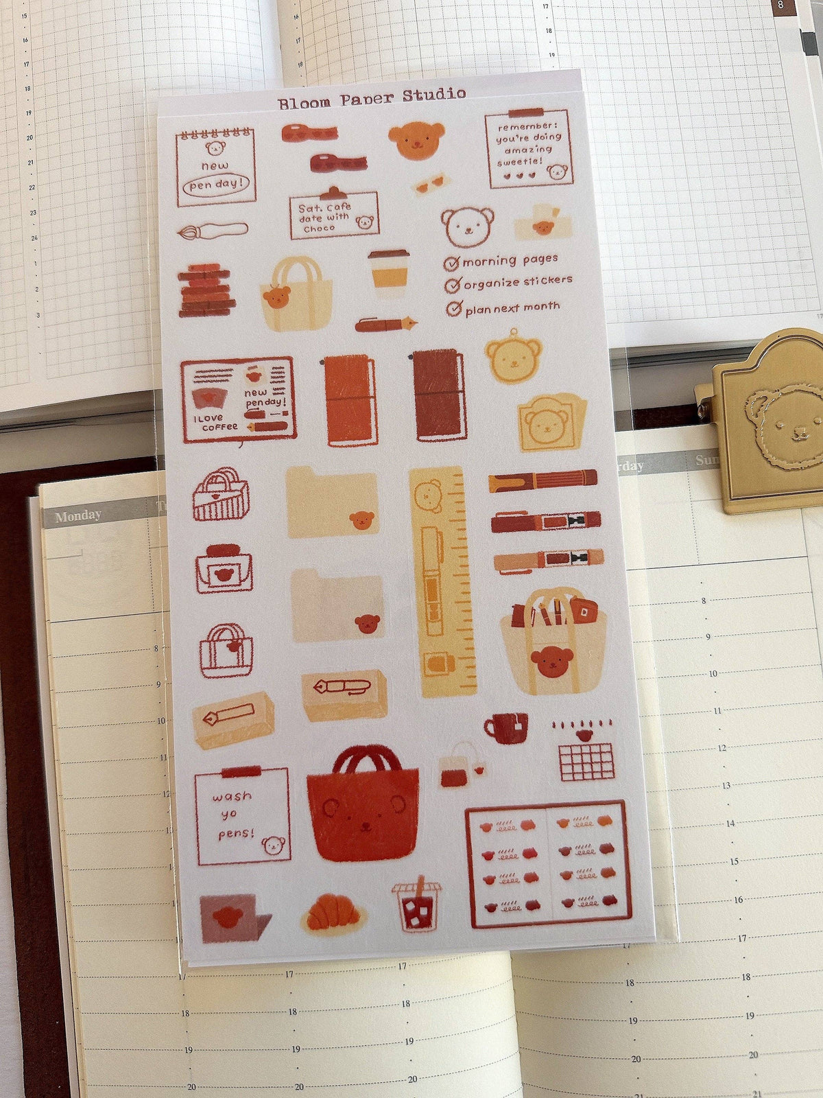 Bloom Paper Studio Teddy's Brain Dump & Supplies Stickers