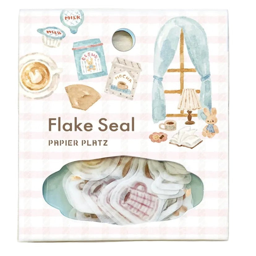 Papier Platz Nakauchi Waka Washi Flake Stickers- Rabbit and Coffee