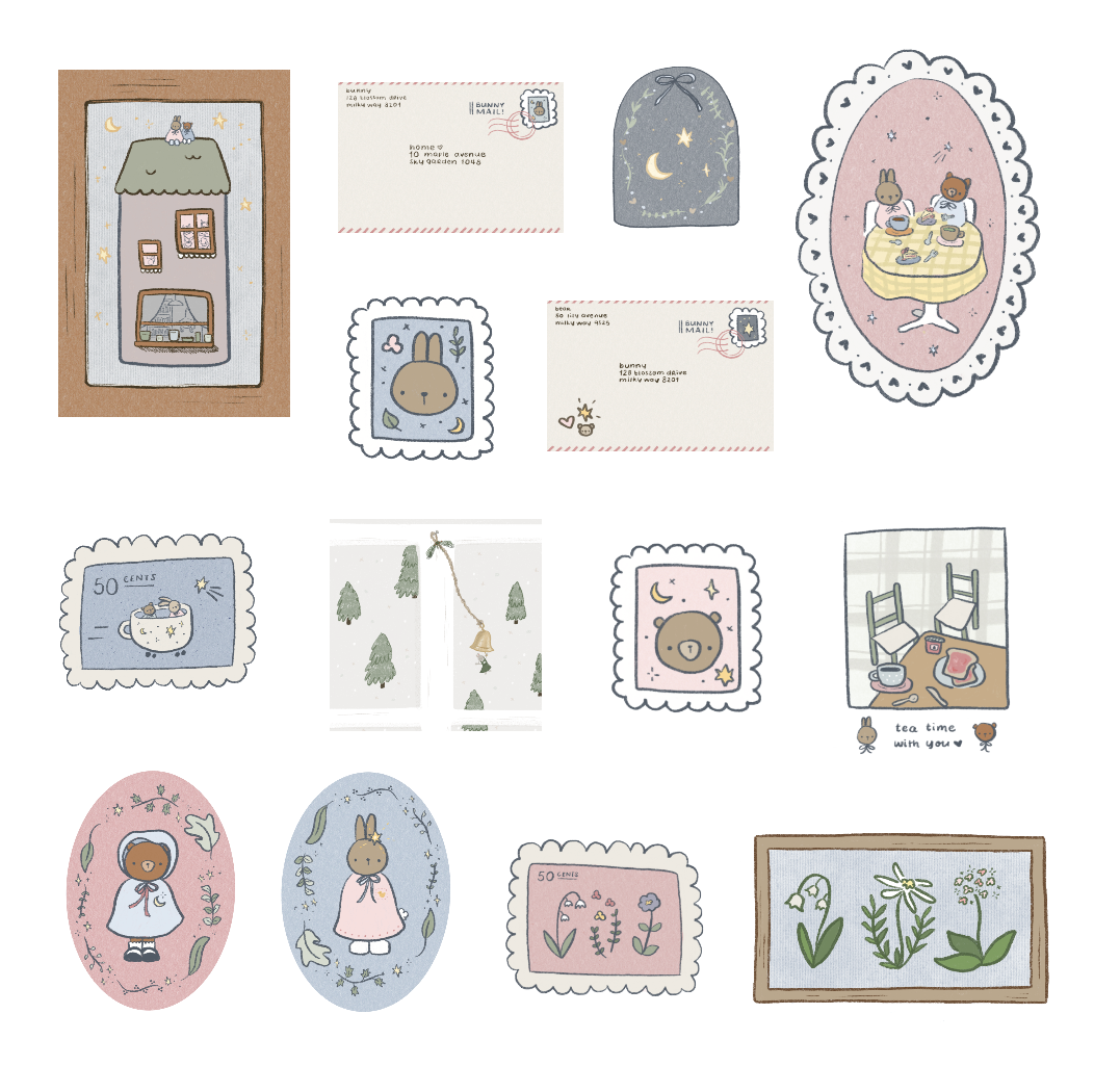dana ate oatmeal! Bunny and Bear Sticker Sheet