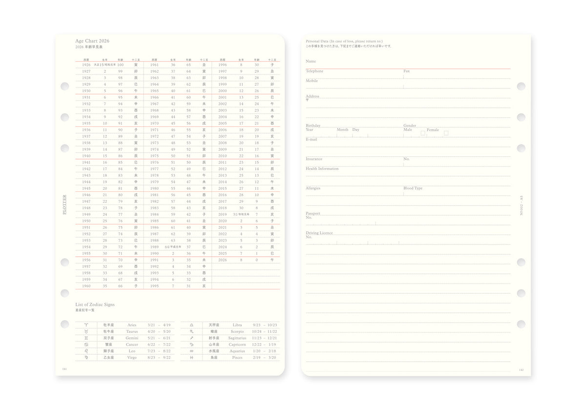 Plotter Weekly Schedule Refill 2026 - A5 Size