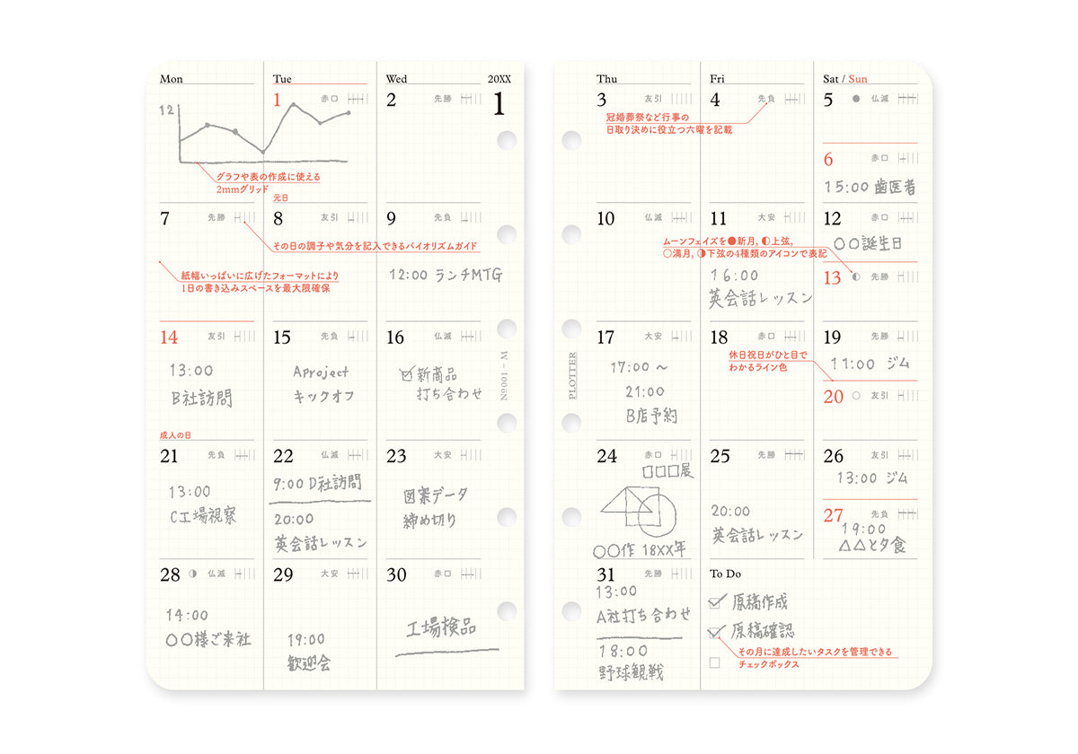 Plotter Monthly Schedule Refill 2027 - Mini Size