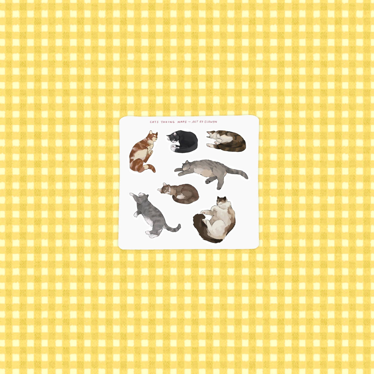 Art By Elowyn Mini Cats Taking Naps Sticker Sheets 