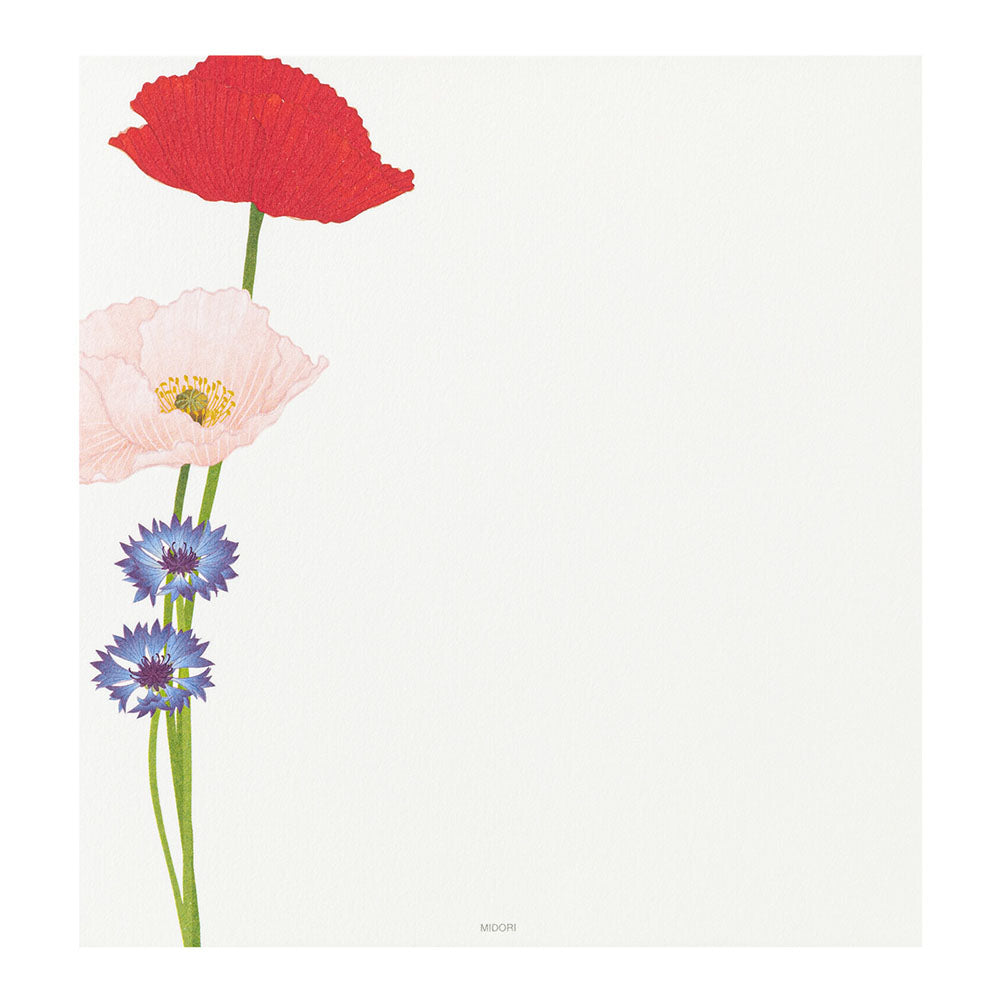 Midori Letter Pad - Four Designs Poppy
