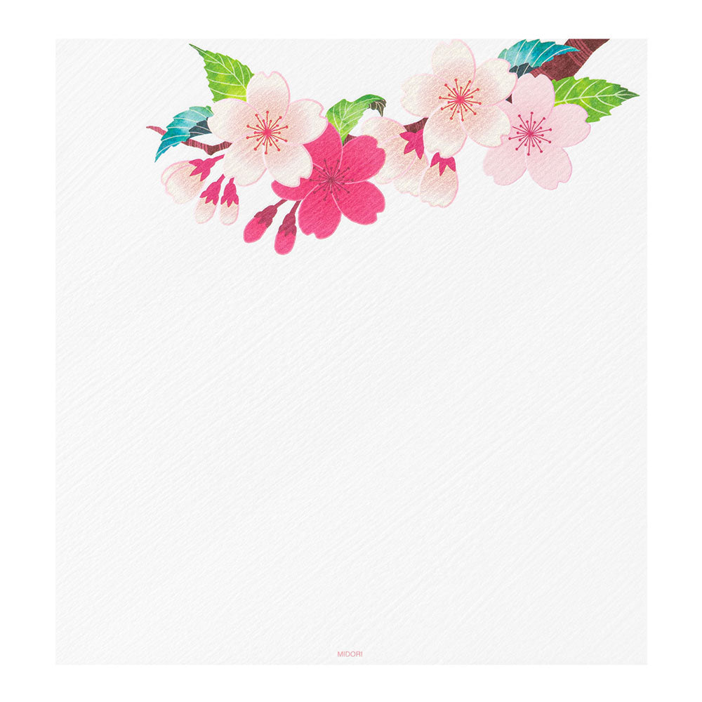 Midori Letter Pad - Silk Printing Cherry Blossom