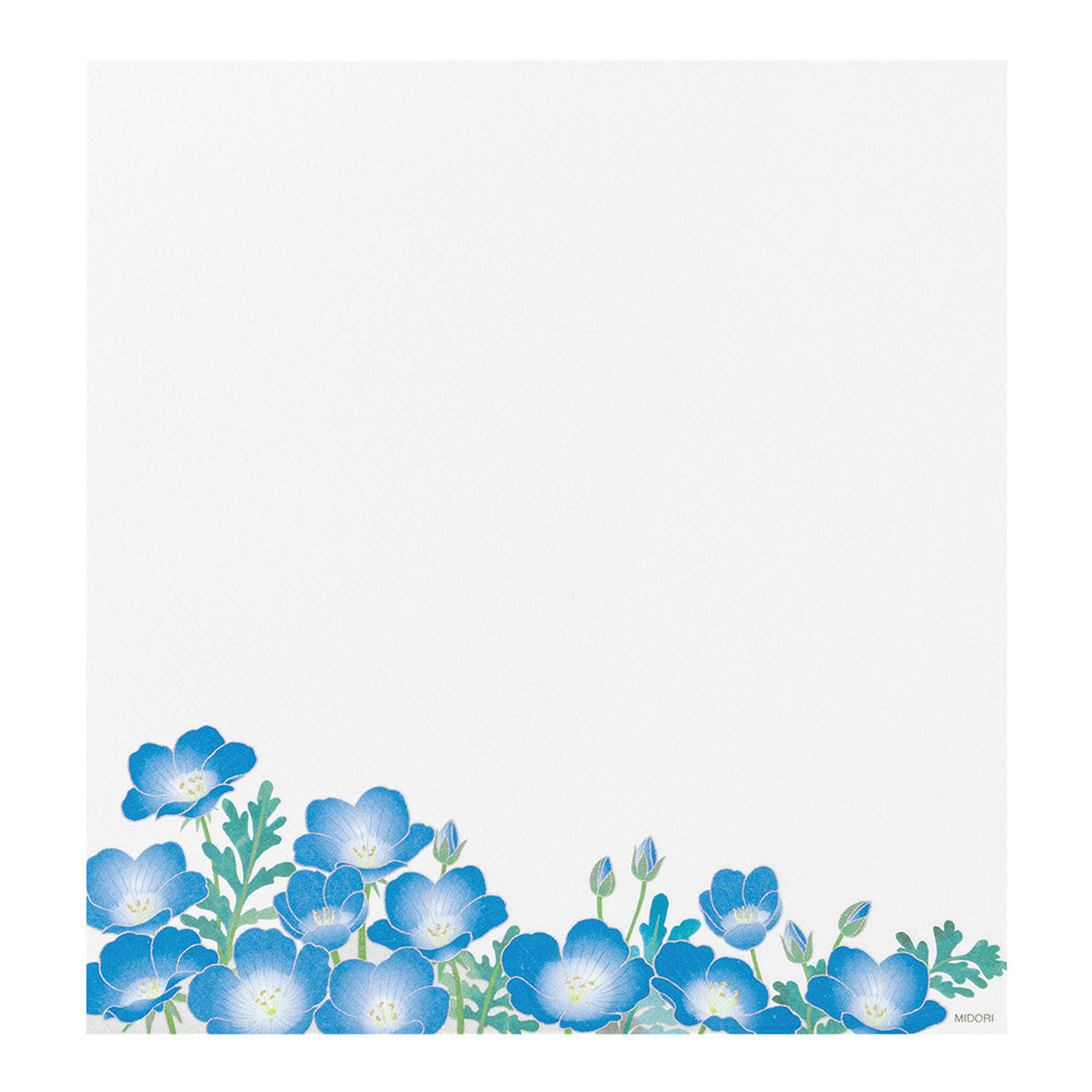 Midori Letter Pad - Silk Printing Nemophila