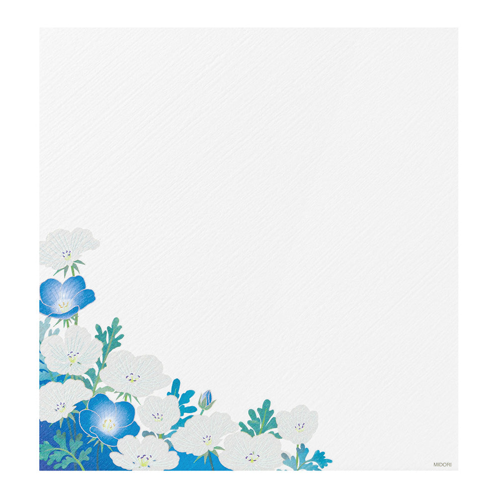 Midori Letter Pad - Silk Printing Nemophila
