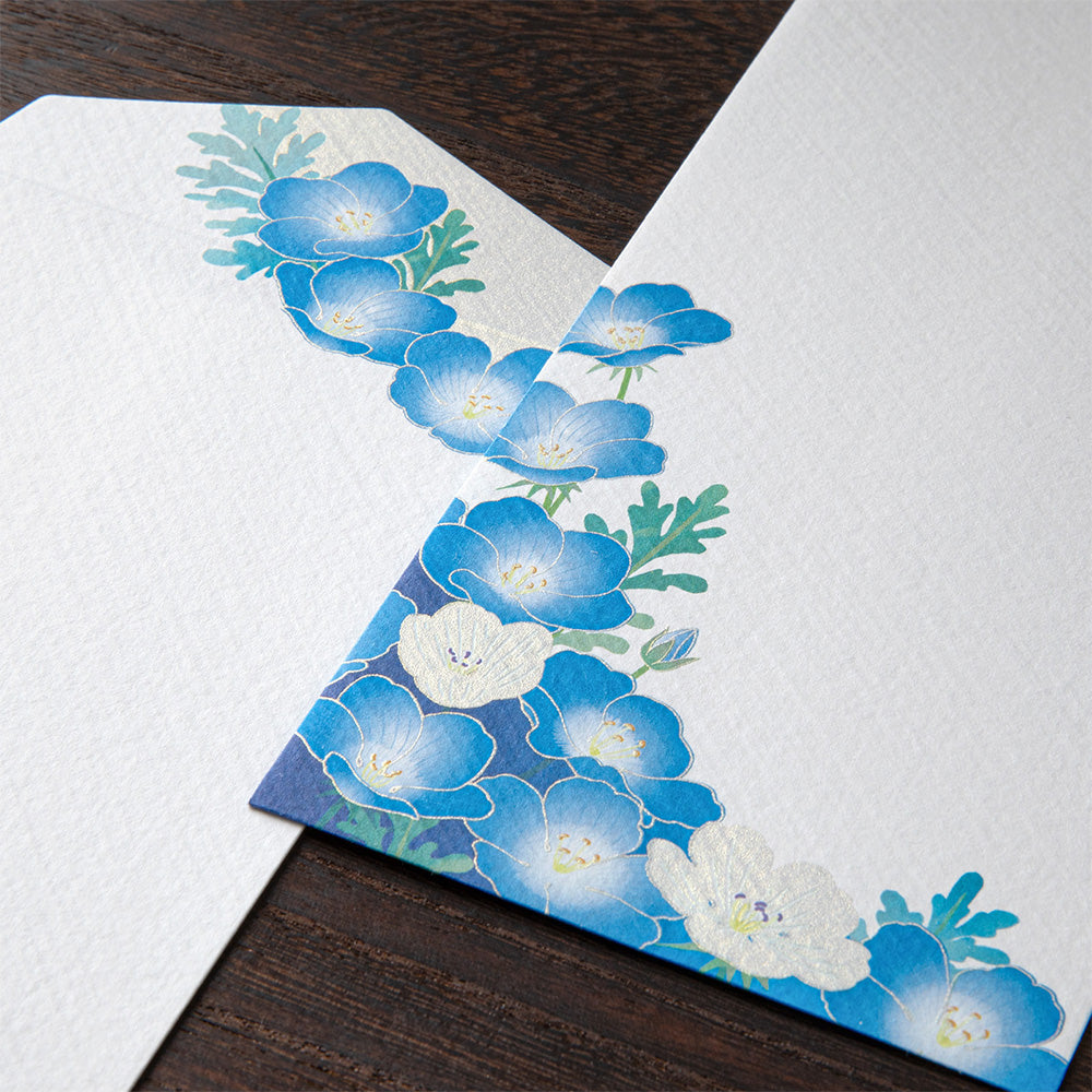 Midori Envelope - Silk-Printing Nemophila