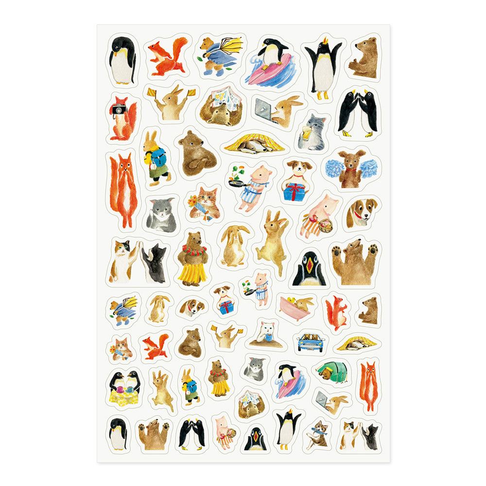 Midori Yuru Log Sticker 1 Sheet - Animal