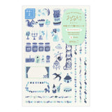 Midori Yuru Log Sticker 2 Sheets - Blue Nordic