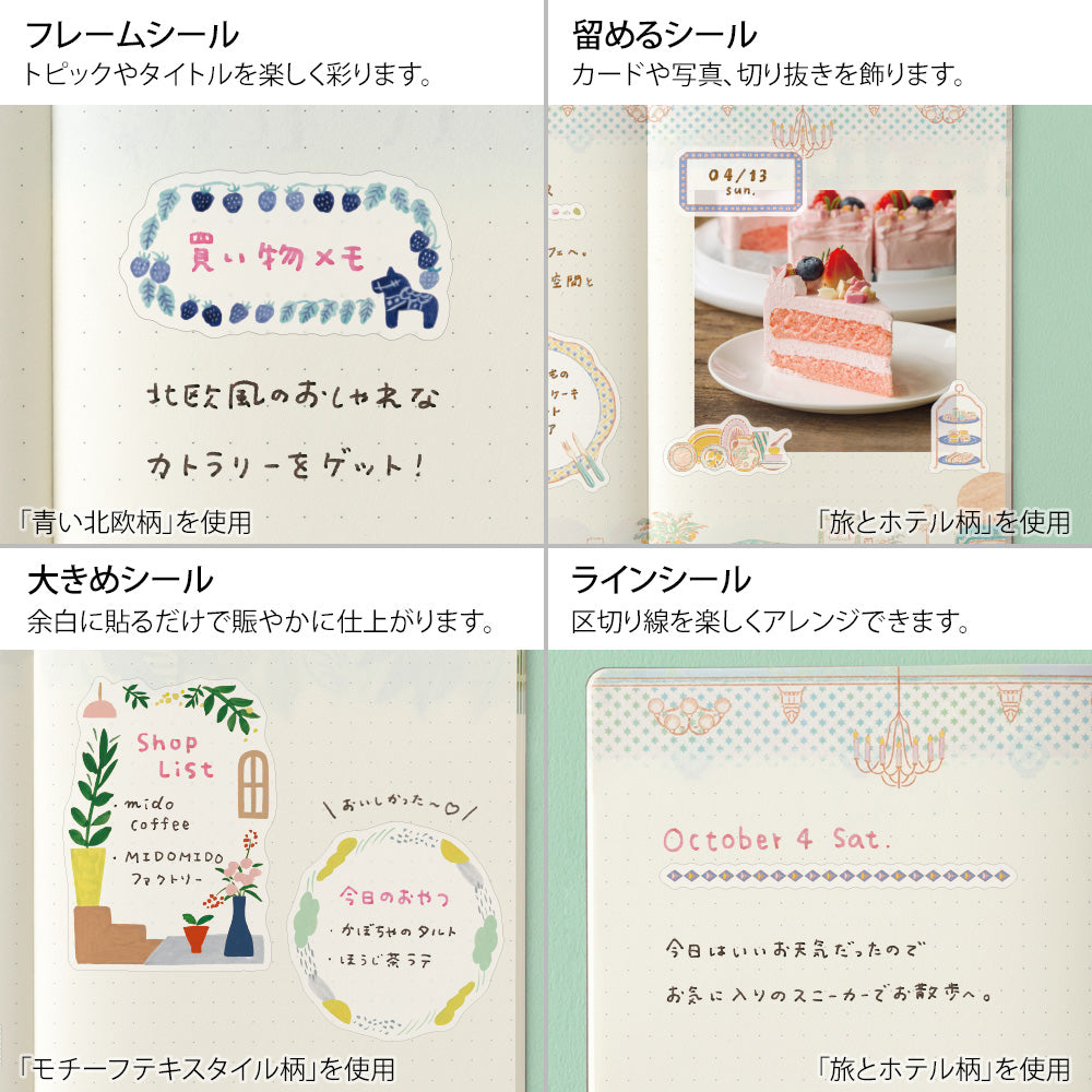 Midori Yuru Log Sticker 2 Sheets - Blue Nordic