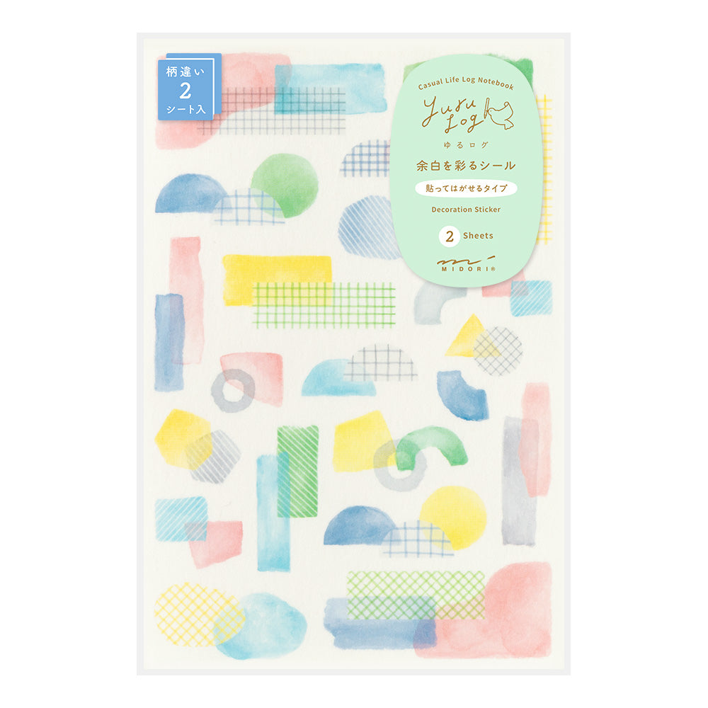 Atlas Stationers - Midori Yuru Log Sticker 2 Sheets - Watercolor Motif - Stickers