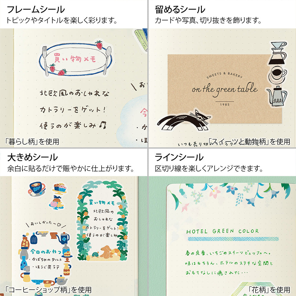 Midori Yuru Log Decoration Sticker 2 Sheets - Coffee Shop