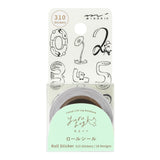 Midori Yuru Log Roll Sticker - Numbers