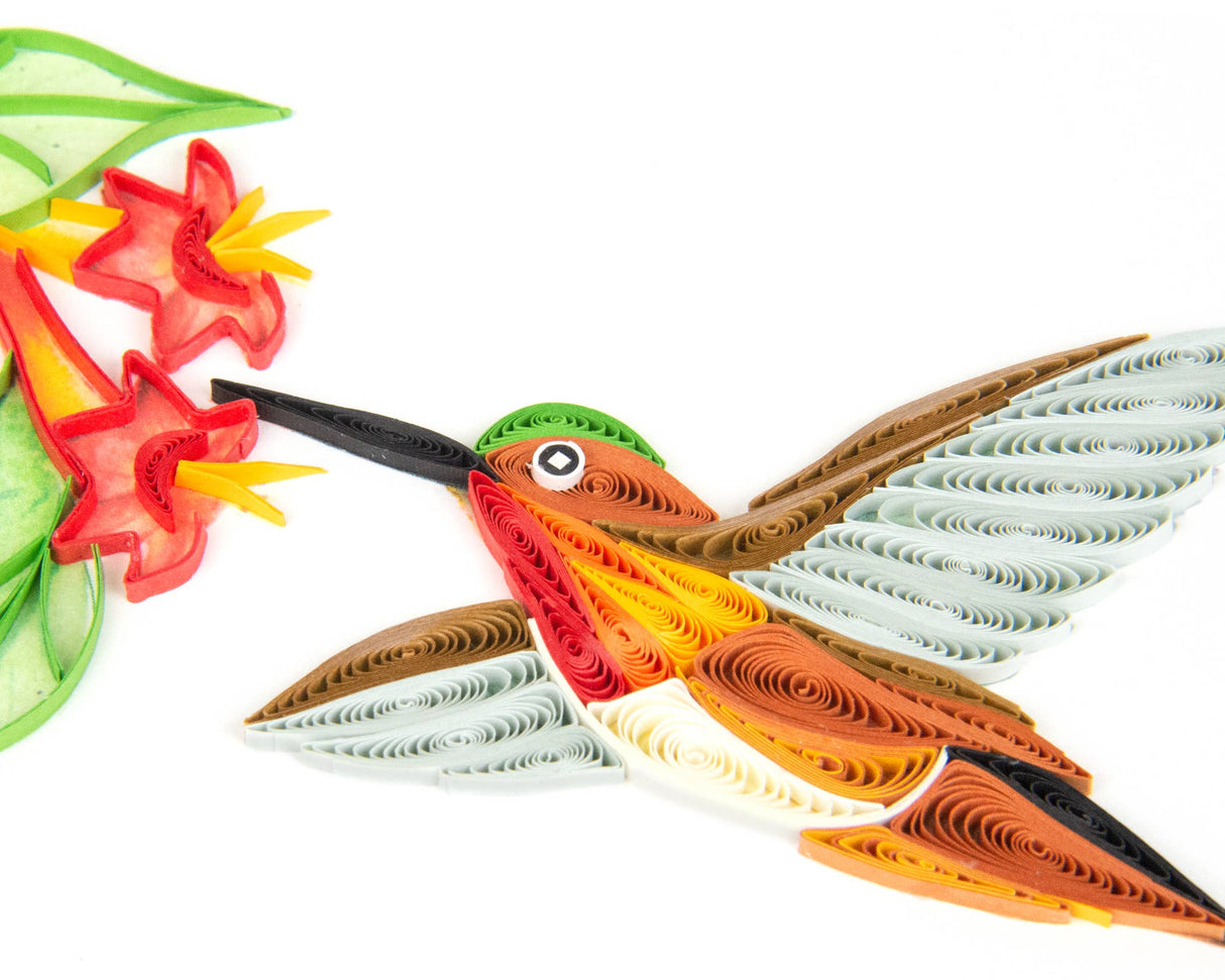 Quilled Rufous Hummingbird Greeting Card