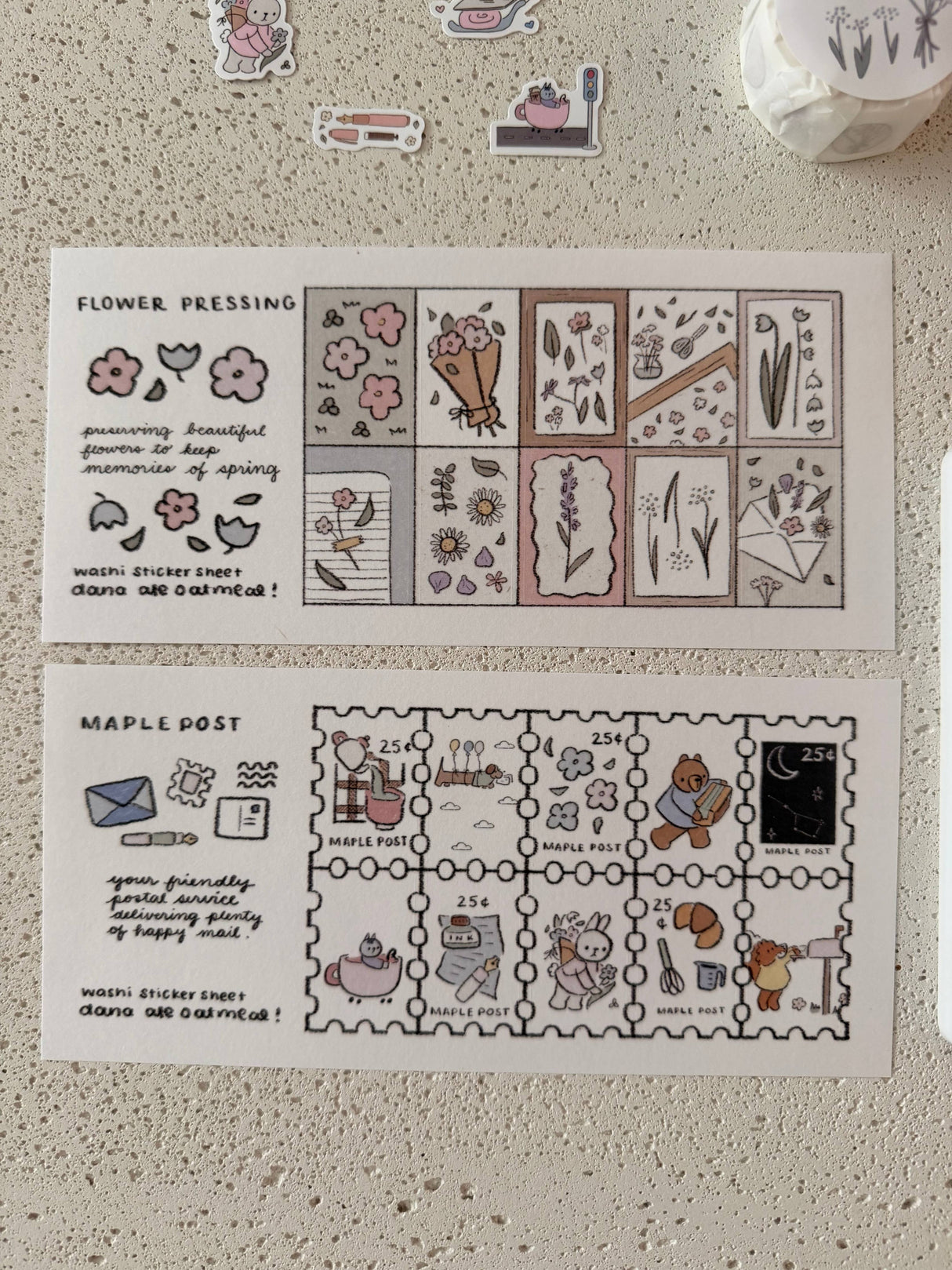 dana ate oatmeal! Maple Post Washi Sticker Sheet