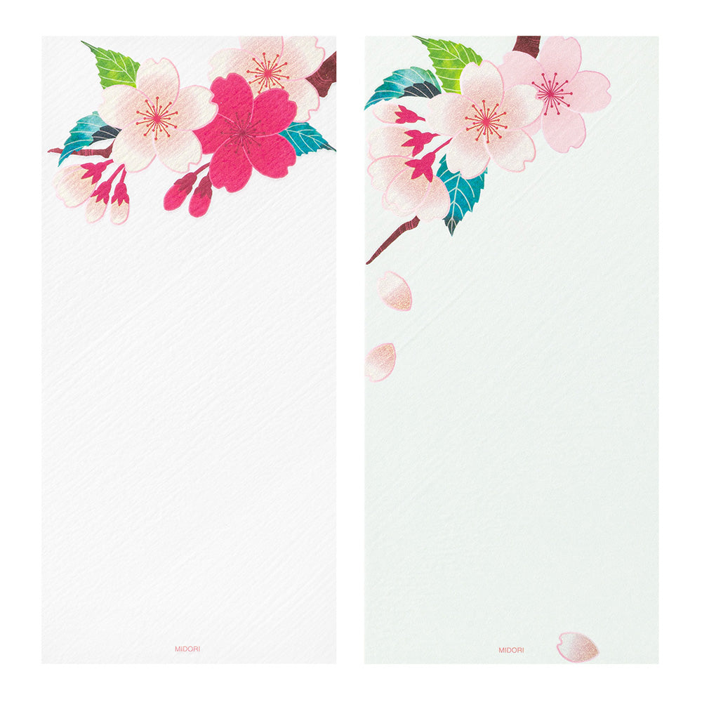 Midori Message Letter Pad - Silk-Printing Cherry Blossom
