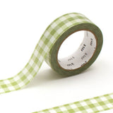 MT Washi Tape - Stripe Checkered Light Moss Green