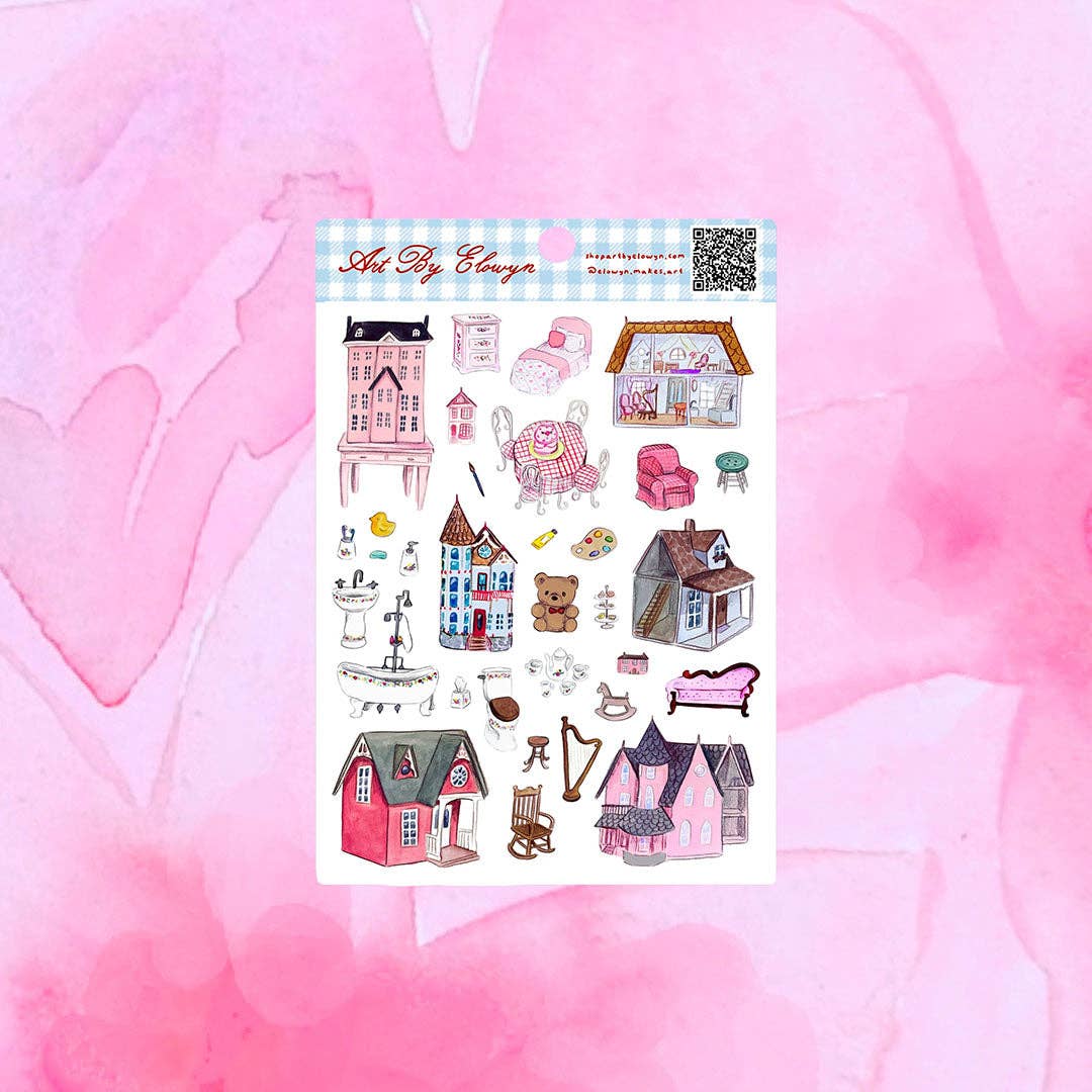 Art By Elowyn Watercolor Dollhouse Sticker Sheet