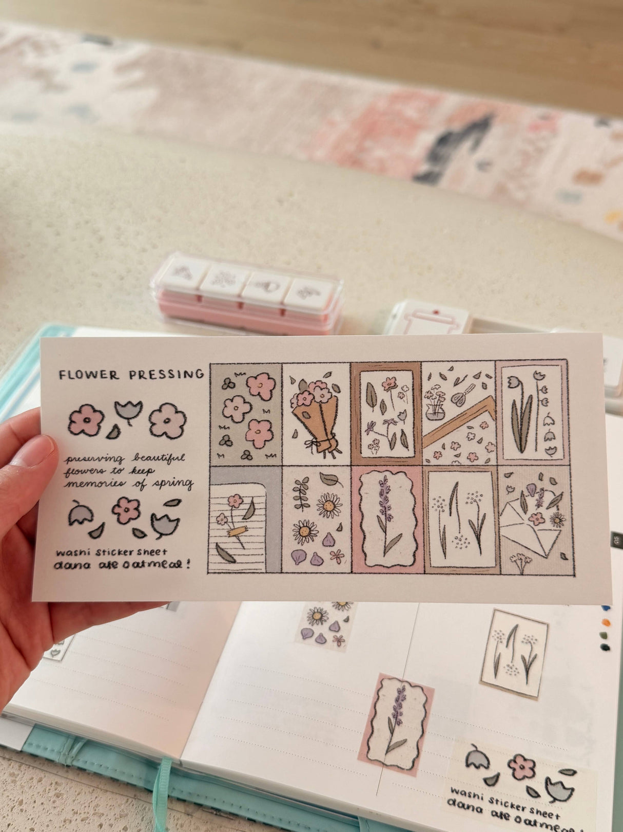dana ate oatmeal! Flower Pressing Washi Sticker Sheet