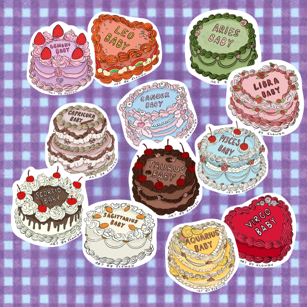 Art By Elowyn Zodiac Cake Stickers - 3" Die-Cut Stickers