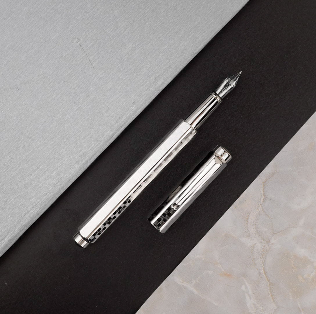 Caran D'Ache Damier Ecridor Fountain Pen - Grey Silver