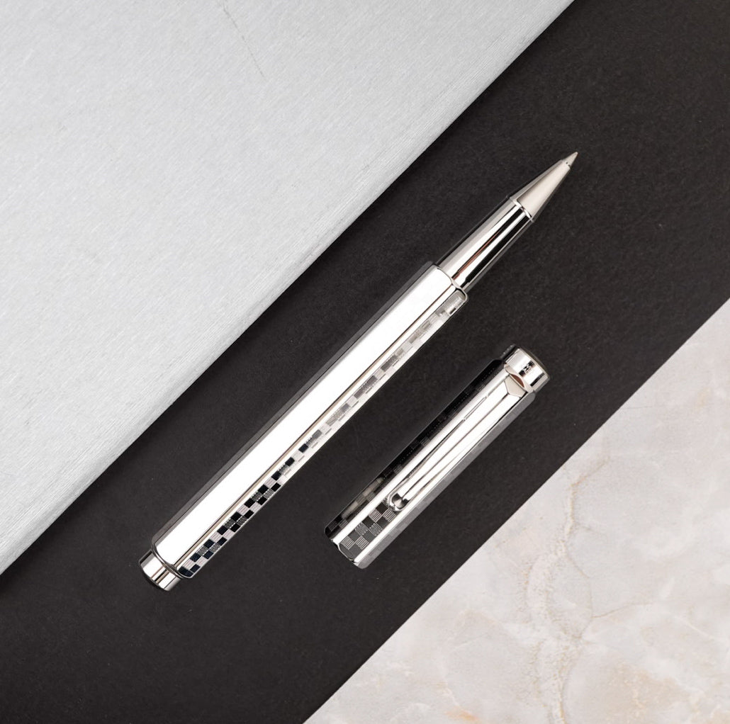 Caran D'Ache Damier Ecridor Rollerball Pen - Grey Silver