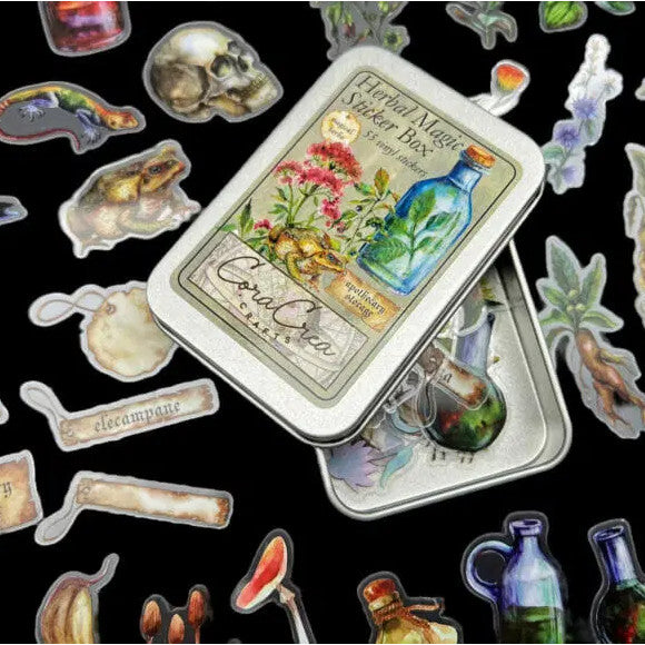 Atlas Stationers - CoraCreaCrafts Sticker Box - Herbal Magic Tin - Stickers