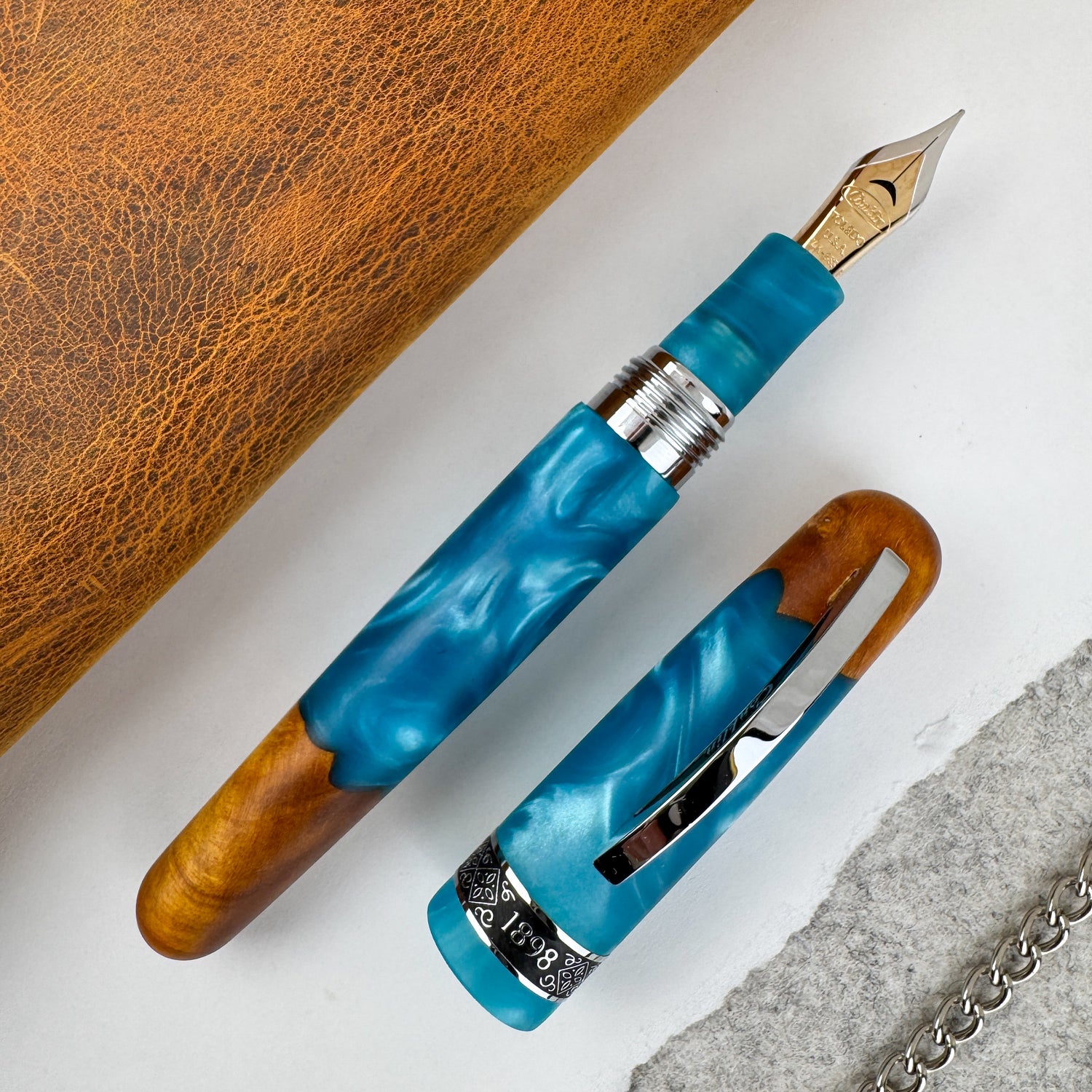 Conklin 1898 Spectra Fusion Fountain Pen - Blue Chrome w/14k Nib (Limited Edition)
