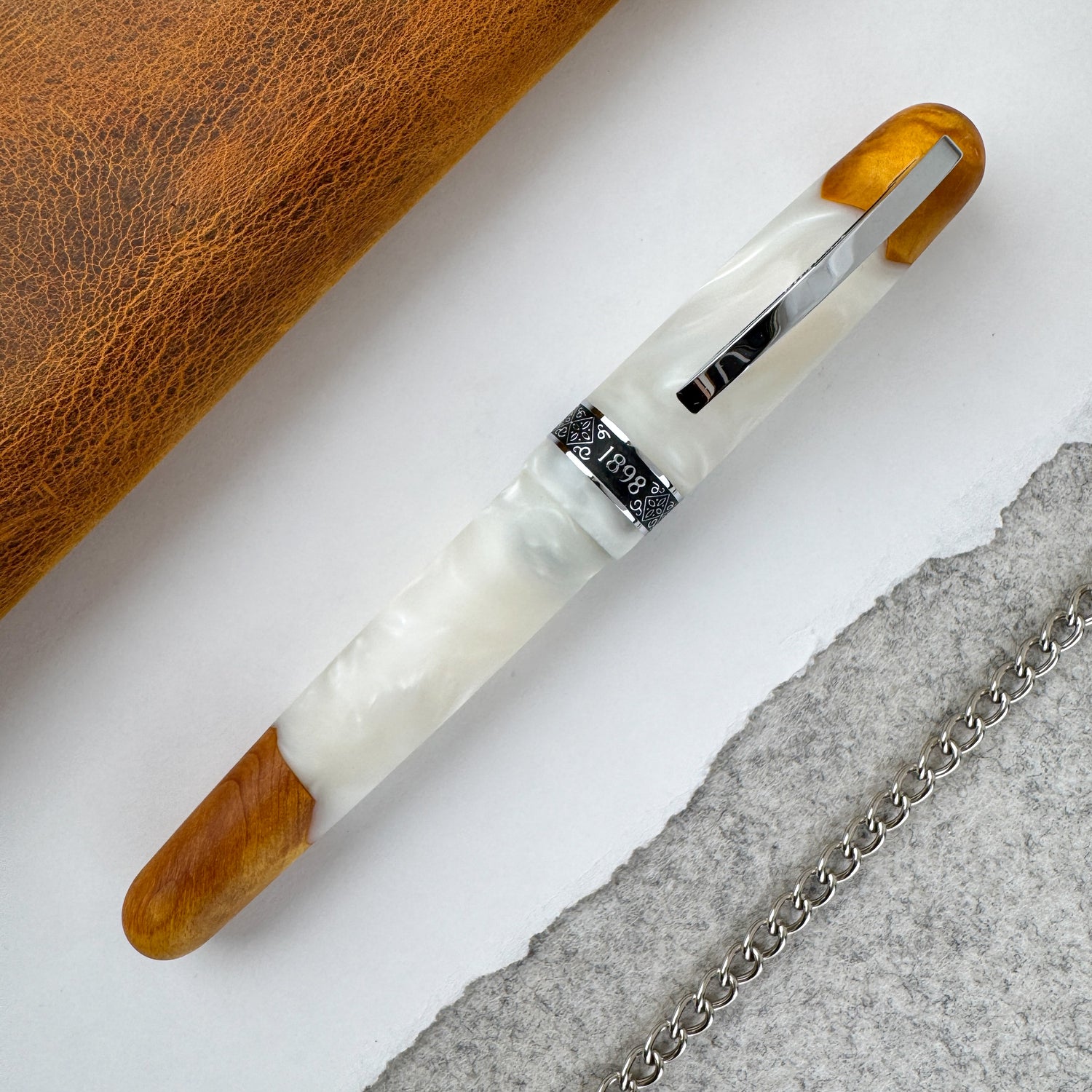 Conklin 1898 Spectra Fusion Fountain Pen - White Chrome w/14k Nib (Limited Edition)
