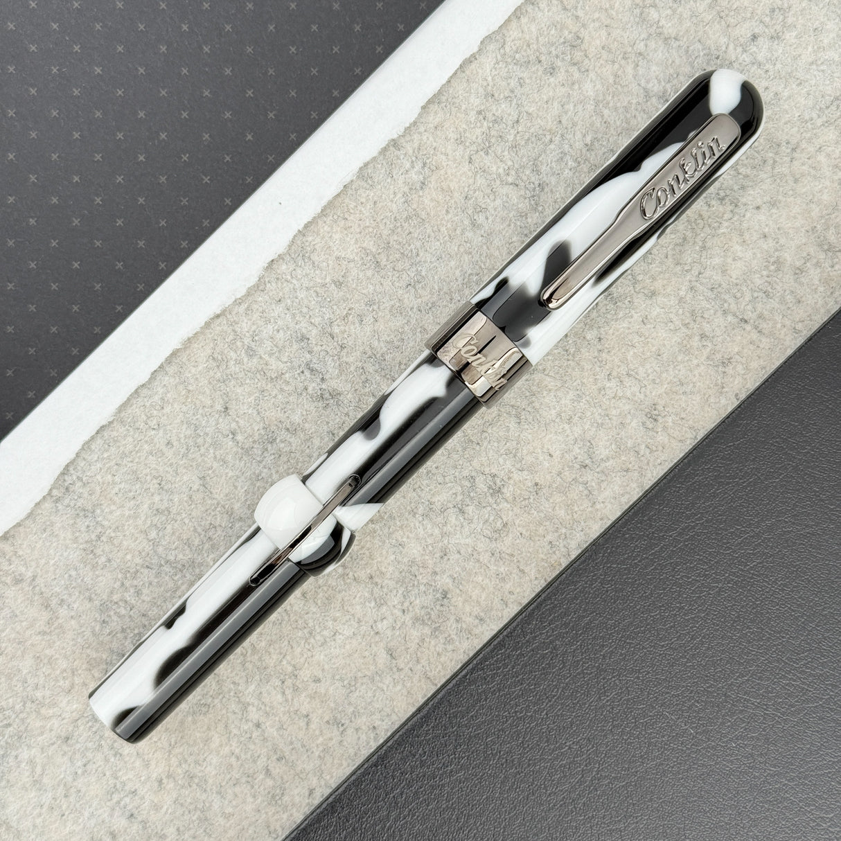 Conklin Mark Twain Crescent Collection Fountain Pen - Black/White