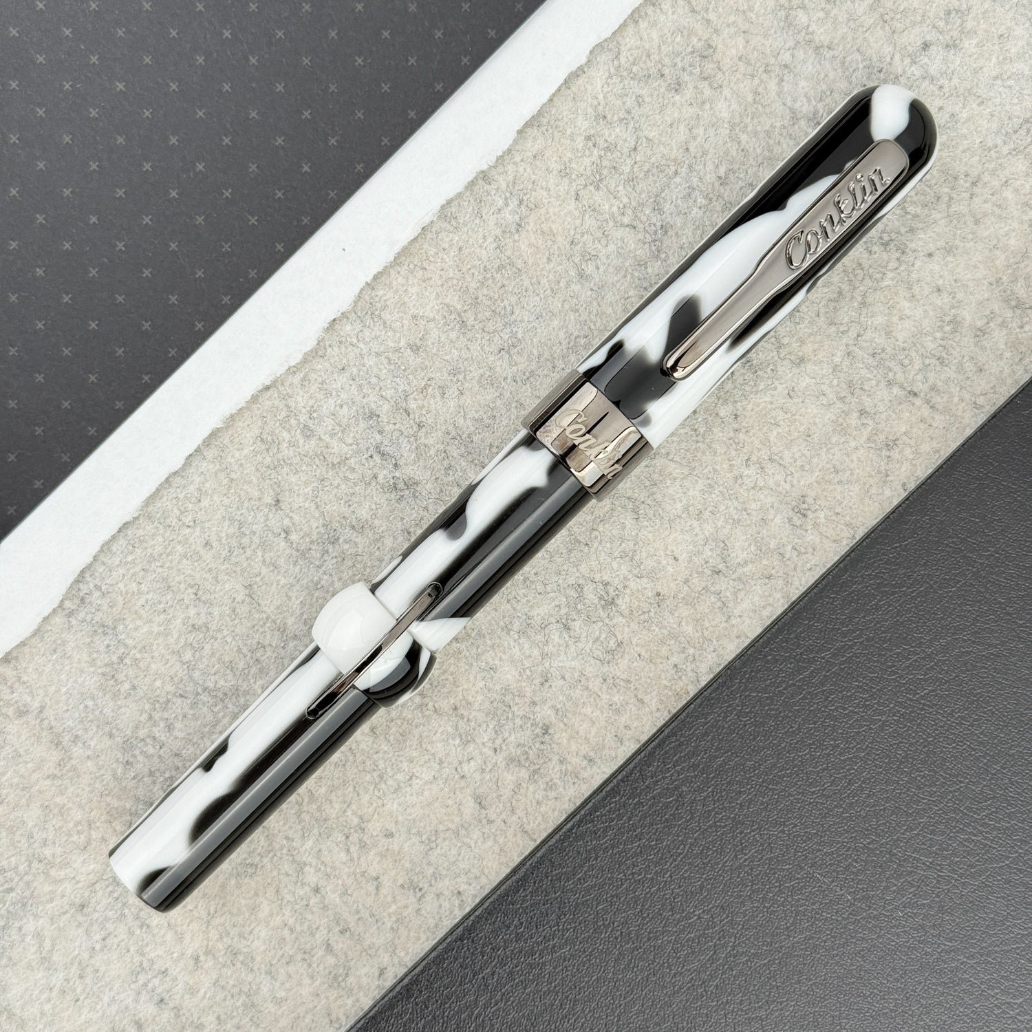 Conklin Mark Twain Crescent Collection Fountain Pen - Black/White