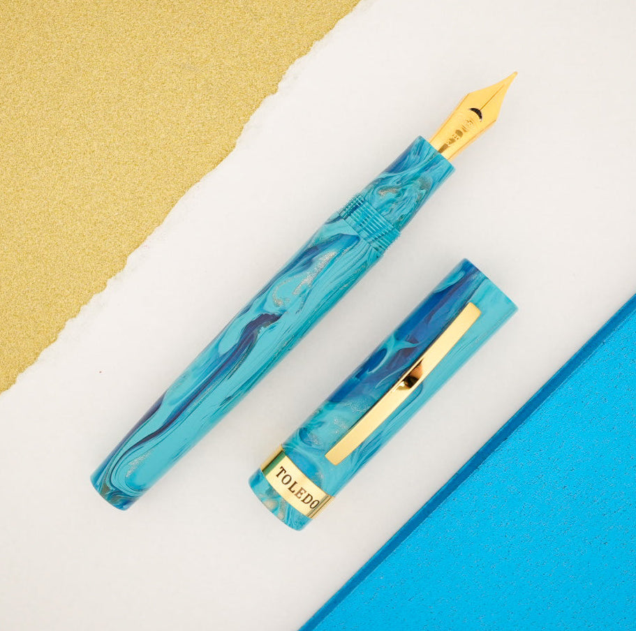 Conklin Toledo Fountain Pen - Tidal Pool w/ Yellow Gold Trim (Limited Edition)