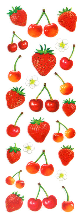 Okuyama & Co Transfer Stickers - Sparkly Strawberries & Cherries