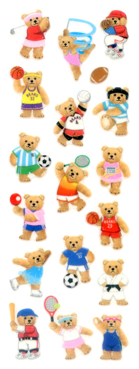 Okuyama & Co Transfer Stickers - Sparkly Teddy Bear Sports