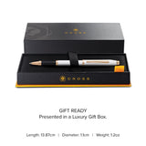 Century II Pearlescent White Rollerball Pen - gift box and specs
