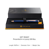 Century II Translucent Cobalt Blue Ballpoint Pen - gift box and specs