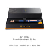 Century II Translucent Cobalt Blue Fountain Pen - gift box and specs