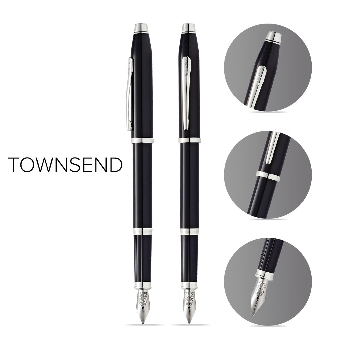 Century II Black Lacquer Fountain Pen - info graphic