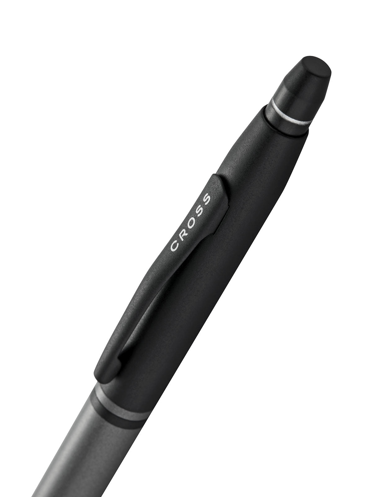 Click Tuxedo Satin Metallic Gray Ballpoint Pen Cap Detail