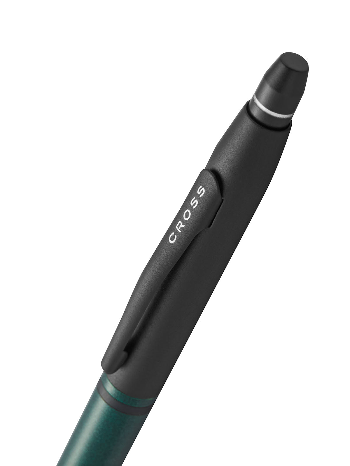 Click Tuxedo Satin Metallic Green Ballpoint Pen Cap Detail