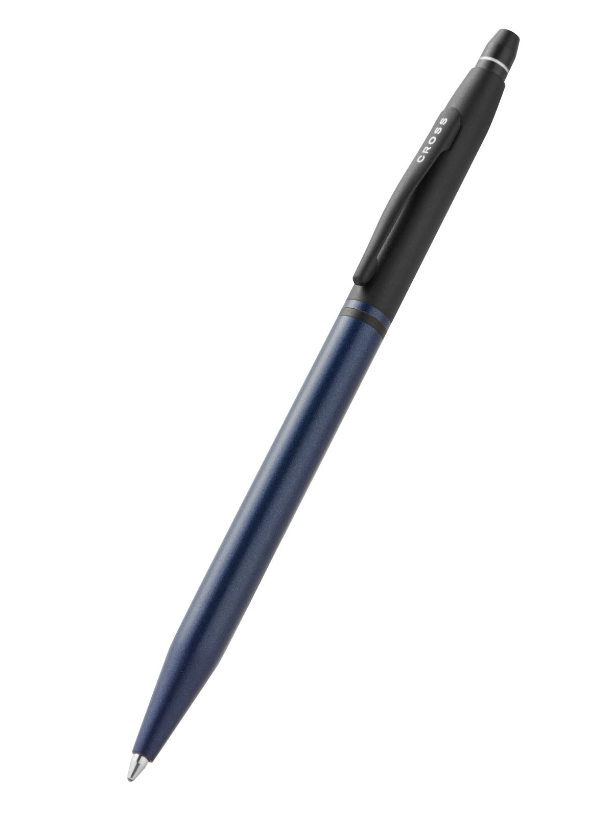 Click Tuxedo Satin Metallic Blue Ballpoint Pen Angle