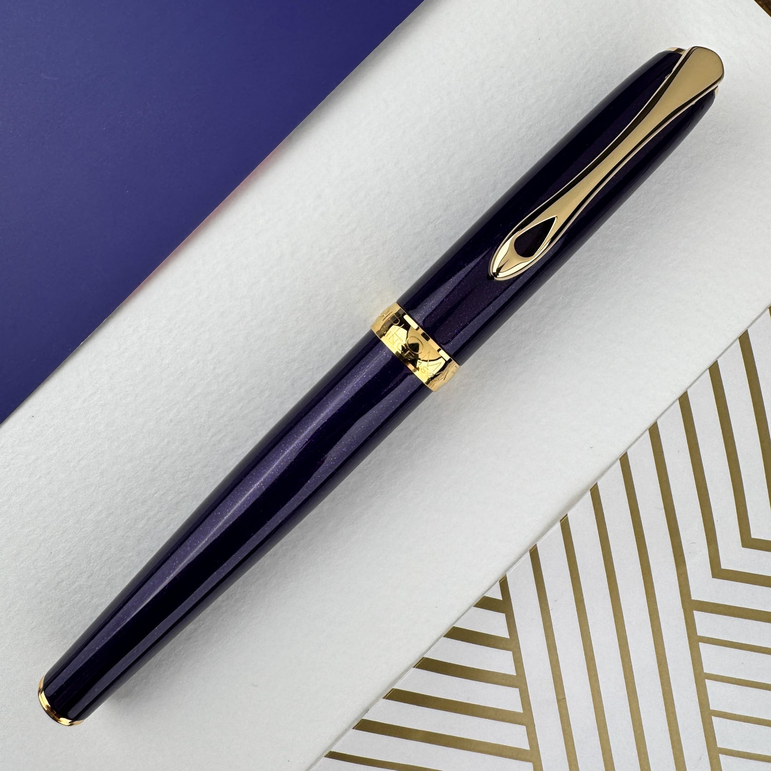 Diplomat Excellence A2 Fountain Pen - Violet Rain w/ Gold Trim