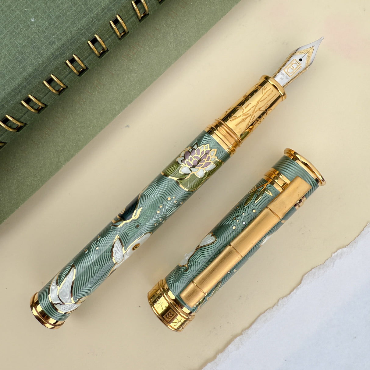 David Oscarson Koi Fountain Pen - Mint with Gold (Limited Edition #05/08)