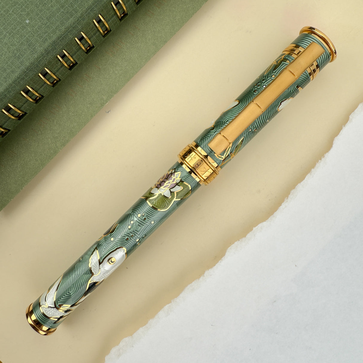 David Oscarson Koi Fountain Pen - Mint with Gold (Limited Edition #05/08)